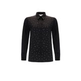 Exquise Uzun Kollu Taş Detaylı Regular Dokum Gömlek, 42, E25K05108023, Siyah, Kadın