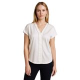 Exquise V Yaka Kısa Kollu Regular Örme Tişört, M, regular-orme-tisort-a24k04176021, Ekru, Kadın