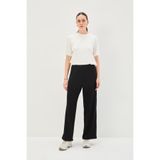 Exquise Yanları Şeritli Bağcıklı Regular Örme Pantolon, L, yanlari-seritli-pantolon-a24k04165003, Siyah, Kadın