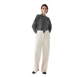 Exquise Yüksek Bel Bol Paça Regular Pantolon, 36, yuksek-bel-pantolon-e24k04110006, Kemik, Kadın