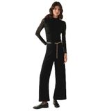 Exquise Zincir Kemerli Regular Dokuma Siyah Pantolon, SİYAH, 34