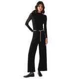 Exquise Zincir Kemerli Regular Dokuma Siyah Pantolon, SİYAH, 40