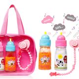 Exquisite Buggy My Sweet Baby Kaybolan Bebek Besleme Seti® | Gıcırdayan İpuçları ile Konuşan Sihirli Şişeler. yudumlar ve Kıkırdamalar - Kaybolan Süt ve Meyve Suyu İçeren 2 Bebek Şişesi - 1 Emzik W/Ses ve CLIP