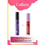Extend Volume Maskara Siyah & Dreamy Matte Cream Lipgloss 204 Hot Girl Check - Kırmızı Makyaj Seti
