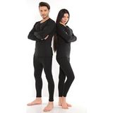 Extra Thermal Unisex Şardonlu Termal Pamuk Takım Örme Kumaş ve Rahat Yaka Tasarımıyla - Siyah - 2XL