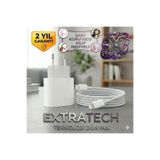 Extratech Iphone Tüm Serilerle Uyumlu Hızlı Şarj Aleti Adaptör Kablo x 11 12 13 14promax kadar destekler
