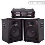 Extreme EX400WMF Taşınabilir Amfi Ses Sistemi | 2 Kolon + Kafa Mikser Anfi Bluetooth Bağlantı, 200W Çıkış Gücü