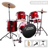 Extreme XDS565WR 5’li Akustik Bateri Davul Seti Kırmızı + Zil Paketi + Koltuk Hediyeli Full Set
