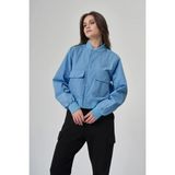 Exuma Kadın Ceket %100 Polyester Modern Stil Indigo Renk Cepli Normal Kalıp L Beden - --