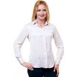 Exve Exclusive Beyaz Basic Sade Tek Renk Uzun Kollu Kadın Gömlek - XL