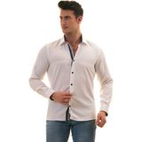 Exve Exclusive Beyaz Oxford Yaka ve Manşet Içi Puantiyeli Slim Fit Gömlek - XL