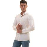 Exve Exclusive Beyaz Sade Düz Pamuk Slim Fit Erkek Gömlek