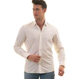 Exve Exclusive Beyaz üzerine Beyaz Puantiye Armürlü Slim Fit Gömlek