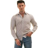 Exve Exclusive Beyaz Üzerine Lacivert Gri Çiçek Dijital Baskı Slim Fit Gömlek - 2XL