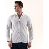 Exve Exclusive Beyaz Üzerine Mavi Lacivert Denizci Çapa Desen Pamuk Slim Fit Erkek Gömlek