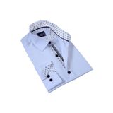 Exve Exclusive Beyaz Yaka içi Siyah Geometrik Desenli Slim Fit Erkek Gömlek