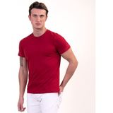 Exve Exclusive Bordo Bisiklet Yaka Basic T-Shirt Normal Fit Erkek Tişört - 2XL