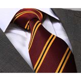 Exve Exclusive Bordo Jakarlı Kravat Sarı Çizgili Mikrofiber ile Özel Günlere Uygun - Kırmızı