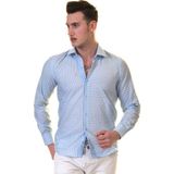 Exve Exclusive Buz Mavi Pötikareli Karton Kutulu Slim Fit Uzun Kol Erkek Gömlek