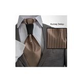 Exve Exclusive Çizgili Damatlık & Özel Geceler için Lüks Tuxedo Taşlı Kravat Kahverengi