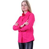 Exve Exclusive Fuşya Pembe Basic Sade Tek Renk Uzun Kollu Kadın Gömlek - 2XL