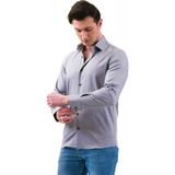 Exve Exclusive Gri Mavi Geçişli Pamuk Oxford Stil Slim Fit Uzun Kol Erkek Gömlek