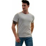 Exve Exclusive Gri Melanj Bisiklet Yaka Basic T-Shirt Normal Fit Erkek Tişört - 2XL
