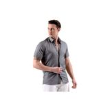 Exve Exclusive Gri Yaka Ve Göğüs Içi Detaylı Oxford Pamuk Slim Fit Kısa Kollu Yazlık Gömlek