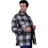 Exve Exclusive Haki Gri Ekose Kareli Oversize Kışlık 4 Cepli Salaş Oduncu Büyük Beden Gömlek - Yeşil