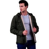 Exve Exclusive Haki Tek Renk Düz Sade Kapüşonlu Içi Yün Kürklü Kışlık Oduncu Ceket Gömlek - XL - Yeşil