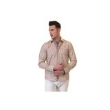 Exve Exclusive Hardal Sarısı Pötikareli Karton Kutulu Slim Fit Uzun Kol Erkek Gömlek