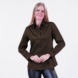 Exve Exclusive Kestane Kahverengi Sade Basic Uzun Kollu Kadın Gömlek Kadın Gömlek - XL