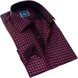 Exve Exclusive Kırmızı Siyah Pötikareli Slim Fit Uzun Kol Erkek Gömlek10 - XL