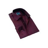 Exve Exclusive Kırmızı Siyah Pötikareli Slim Fit Uzun Kol Erkek Gömlek