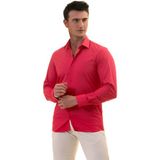 Exve Exclusive Koyu Pembe Sade Düz Karton Kutulu Slim Fit Uzun Kol Erkek Gömlek - 2XL