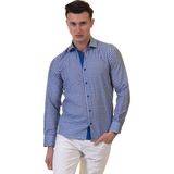 Exve Exclusive Lacivert Beyaz Pötikareli Karton Kutulu Slim Fit Uzun Kol Erkek Gömlek - 2XL