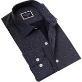 Exve Exclusive Lacivert Beyaz Puantiyeli Slim Fit Nefes Alan Yazlık Pamuk Gömlek