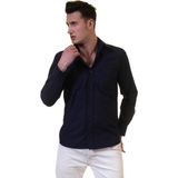 Exve Exclusive Lacivert Keten Slim Fit Western Gömlek - XL