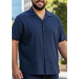 Exve Exclusive Lacivert Viskon Havai Kısa Kollu Salaş Erkek Gömlek Yazlık Relax Kesim Şıklığı - 5XL