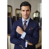 Exve Exclusive Mavi Duble Manşet Slim Fit Gömek ile Kahverengi Kravat, Kol Düğmesi ve Mendil 4'lü Hediyelik Kutulu Set - Mavi - Kahverengi