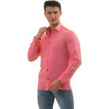 Exve Exclusive Pembe Doğal Nefes Alan Keten Karton Kutulu Slim Fit Uzun Kol Erkek Gömlek - 2XL