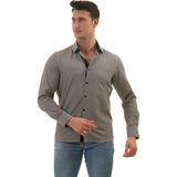 Exve Exclusive Siyah Beyaz Pötikareli Karton Kutulu Slim Fit Uzun Kol Erkek Gömlek - XL