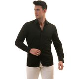 Exve Exclusive Siyah Sade Düz Pamuk Slim Fit Erkek Gömlek - 2XL
