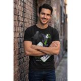 Exve Exclusive Siyah Üzerine Joker Karakterli Iskambil Kağıdı Baskılı Erkek Tişört Pamuk Penye T-Shirt