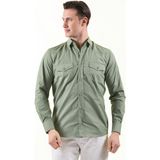 Exve Exclusive Su Yeşili Pastel Pamuklu Slim Fit Western Gömlek - XL
