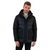 Exxe Erkek Su Geçirmez, Fermuarlı Kapüşonlu Kaban, Lacivert, 3XL