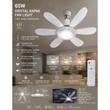 Exxen Shopping Uzaktan Kumandalı 6 Kanatlı Tavan Vantilatör 65W LED Aydınlatma ile Sessiz Çalışma ve Modern Tasarım - Beyaz