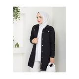 exxitcollection Kadın Tesettür Cepli Şık Rahat Yumuşak Kot Ceket Uzun Kollu Tesettür Elbise