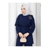 exxitcollection Kadın Tesettür Takım Elbise - Tesettür Alt Üst Takım - Tesettür Gömlek Pantolon - İp Bağlamalı Bel Ayrobin Kumaş