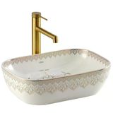 Ey 7033 Tezgah Üstü Lavabo Beyaz & Altın